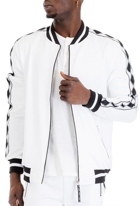 Men's Diamond Tape Tracksuit Set – Premium Full Zip Streetwear Set