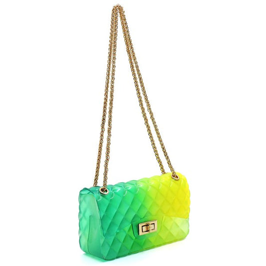 Quilt Embossed Multi-Color Jelly Shoulder Bag Available in a Variety of Colors