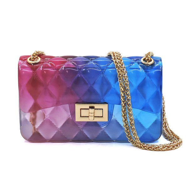 Quilt Embossed Multi Color Jelly Shoulder Bag Available in 3 Colors