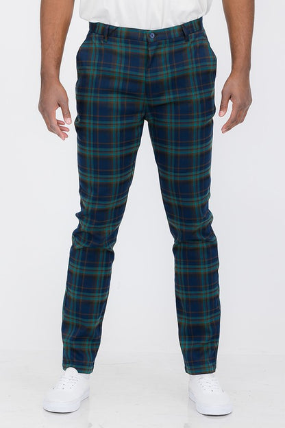 Weiv Men's Plaid Trouser Pants – Blue