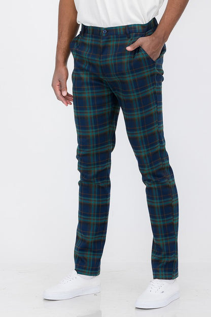 Weiv Men's Plaid Trouser Pants – Blue Blue