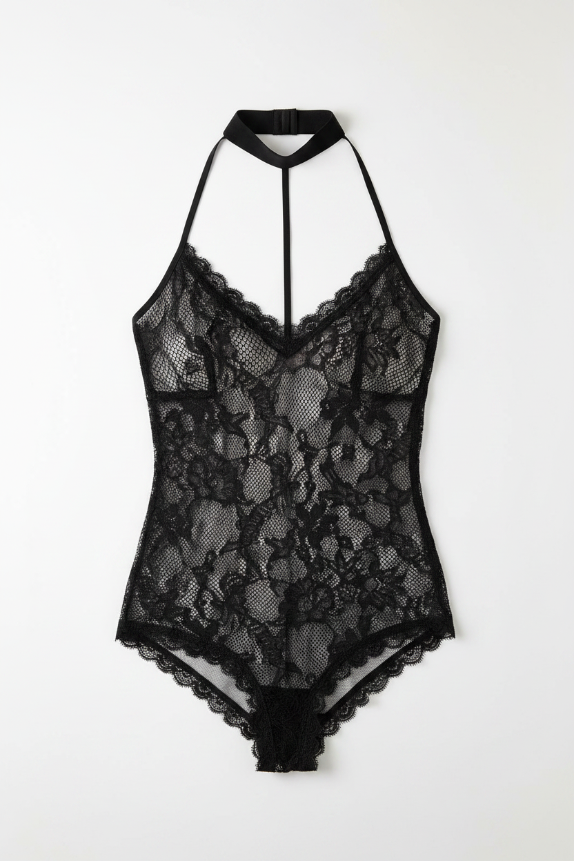Cupid's Chokehold Lace Bodysuit Black OS