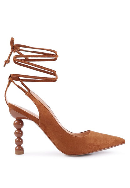 Rag & Co. Spiced Faux Suede Cut Out Heel Lace Up Sandals