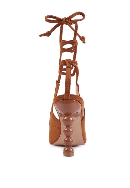 Rag & Co. Spiced Faux Suede Cut Out Heel Lace Up Sandals