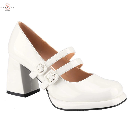 Women's Chunky Heels Platform Mary Jane Pumps