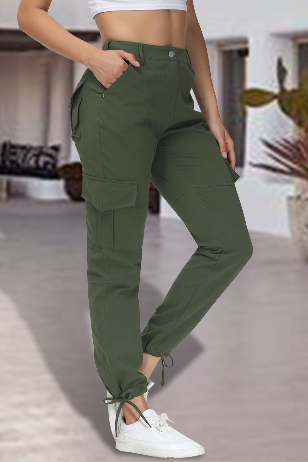 Women's Full Size High Waist Pants with Pockets