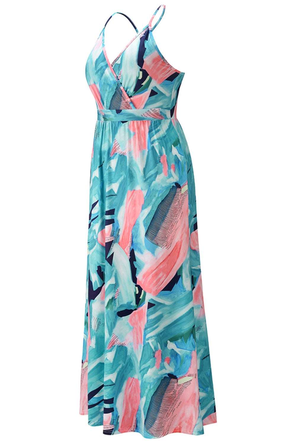 Crisscross Printed Surplice Cami Maxi Dress