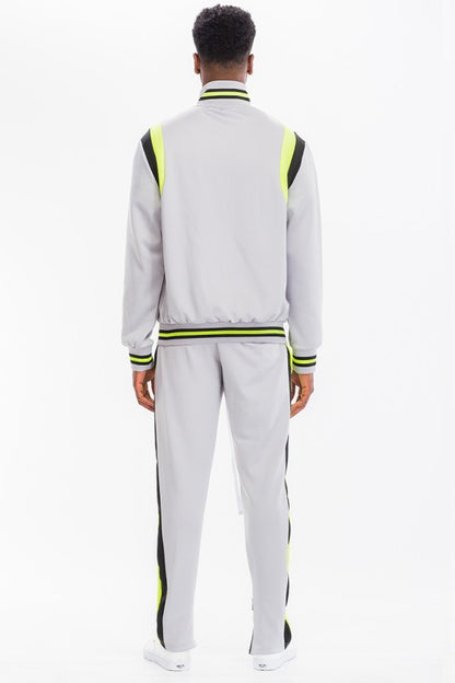 Men's Two Stripe Track Set – Jacket & Pants, 2 Colors, S–3XL Grey M