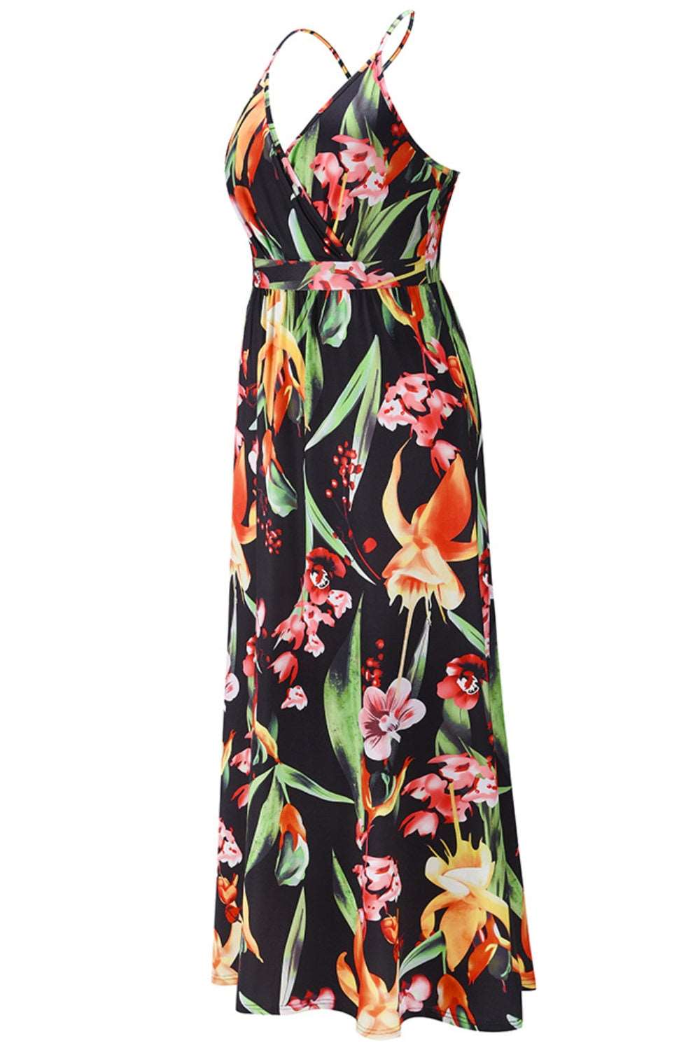 Crisscross Printed Surplice Cami Maxi Dress