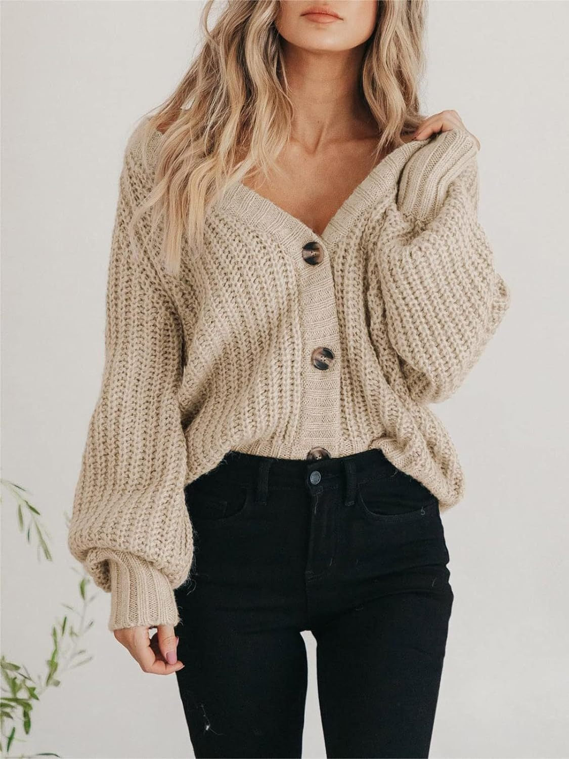 Button Up Long Sleeve Cardigan Sweater Top