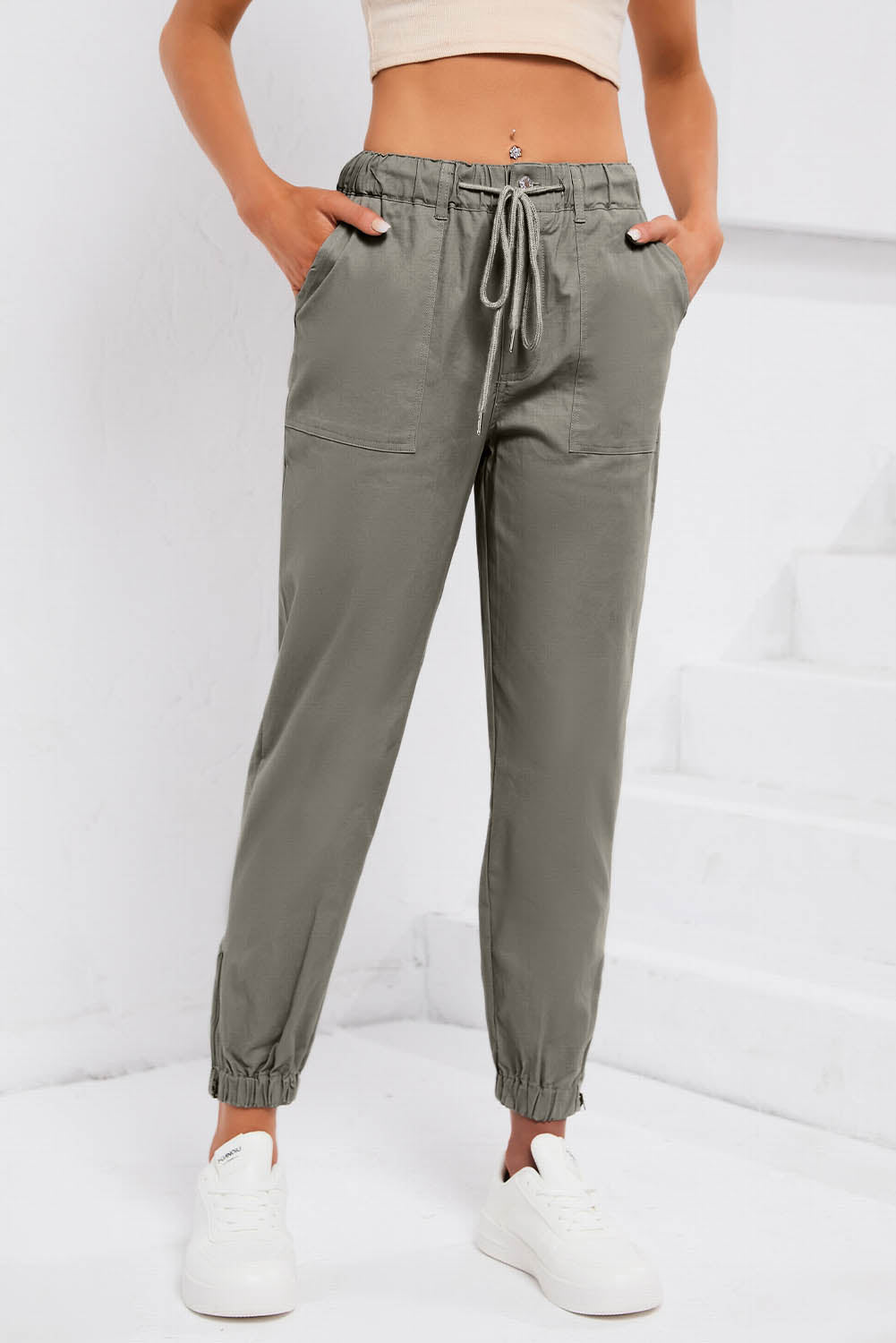 Women's Drawstring Side Zip Joggers