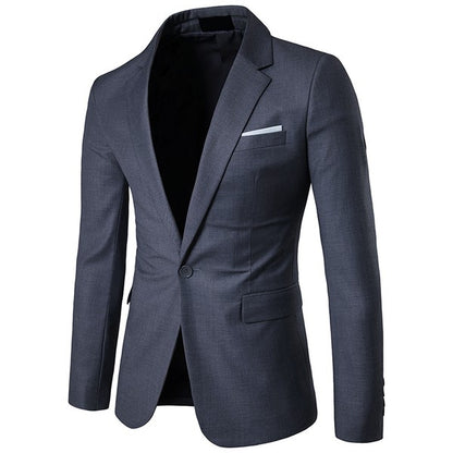 Men's One Button Slim Fit Business Blazer | Notched Lapel Daily Wear Jacket Dark gray 2XL