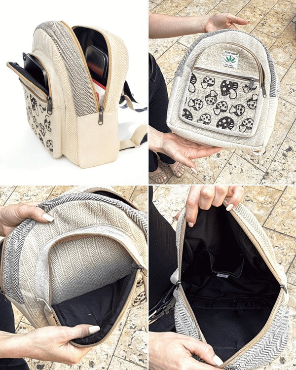 Kathmandu Collection Mini Hemp Mushroom Backpack | Handmade Eco-Friendly Nepal