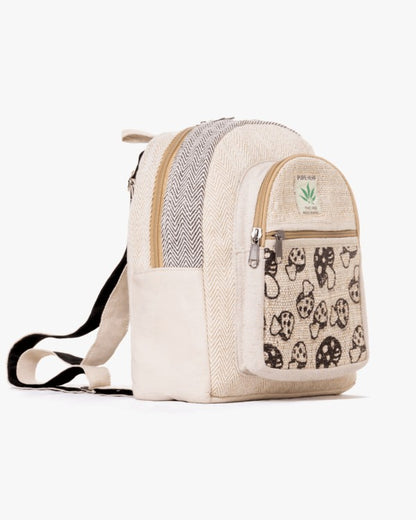 Kathmandu Collection Mini Hemp Mushroom Backpack | Handmade Eco-Friendly Nepal Beige Pink One Size