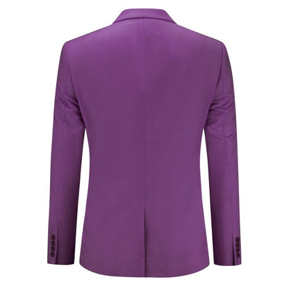 Men's Solid Color Single Vent 1-Button Blazer | Slim Fit Notched Lapel Jacket – Pink, Purple, Red & Caramel