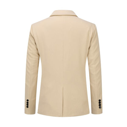 Men's Solid Color 1-Button Blazer | Notched Lapel Jetted Pocket Suit Jacket Khaki S