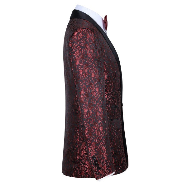 Men's Floral Embroidered Tuxedo Blazer | 1-Button Shawl Collar Suit Jacket