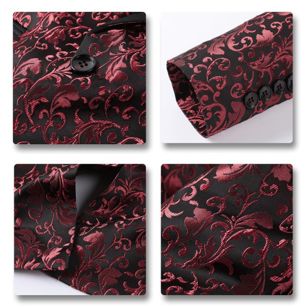 Men's Floral Embroidered Tuxedo Blazer | 1-Button Shawl Collar Suit Jacket