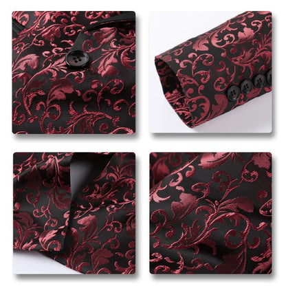 Men's Floral Embroidered Tuxedo Blazer | 1-Button Shawl Collar Suit Jacket