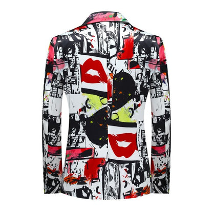 Men's Floral Print Slim Fit Blazer | 1-Button Notched Lapel Statement Jacket