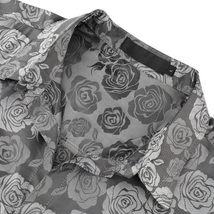 Men's Rose Jacquard Long Sleeve Shirt | Slim Fit Floral Button-Down Dress Shirt