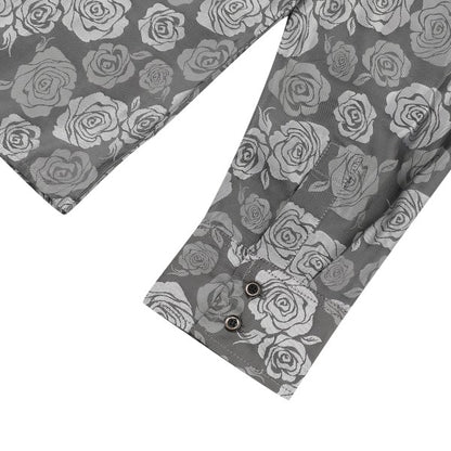 Men's Rose Jacquard Long Sleeve Shirt | Slim Fit Floral Button-Down Dress Shirt