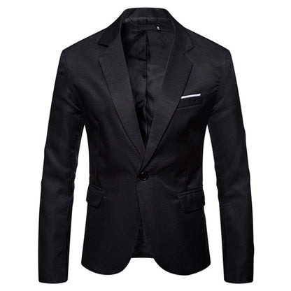Men's Solid Color Double Vent 1-Button Blazer | 3D Slim Fit Notched Lapel Jacket – Black Black