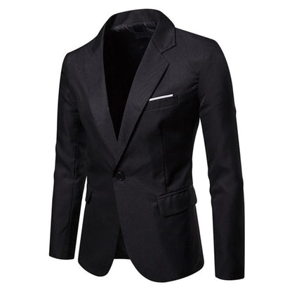 Men's Solid Color Double Vent 1-Button Blazer | 3D Slim Fit Notched Lapel Jacket – Black