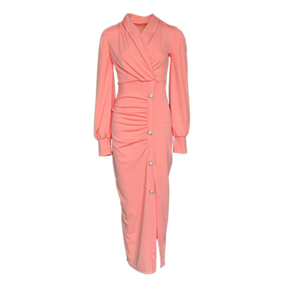 Women's Long Sleeved High Split Midi dresses