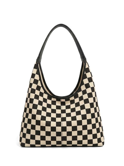 Mixed Media Hobo Bag – Check Print