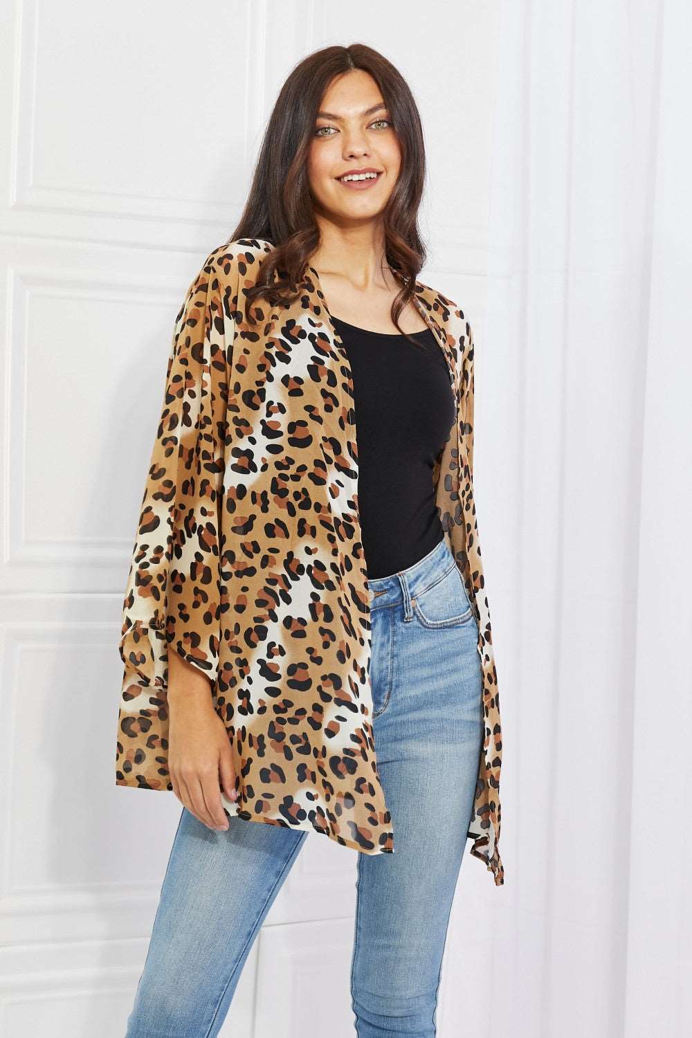 Melody - Women's Wild Muse Animal Print Kimono in Camel