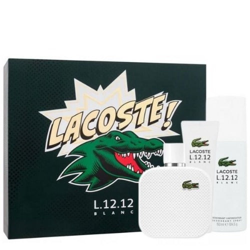 Eau De Lacoste L.12.12. Blanc 3 Piece Gift Set by Lacoste