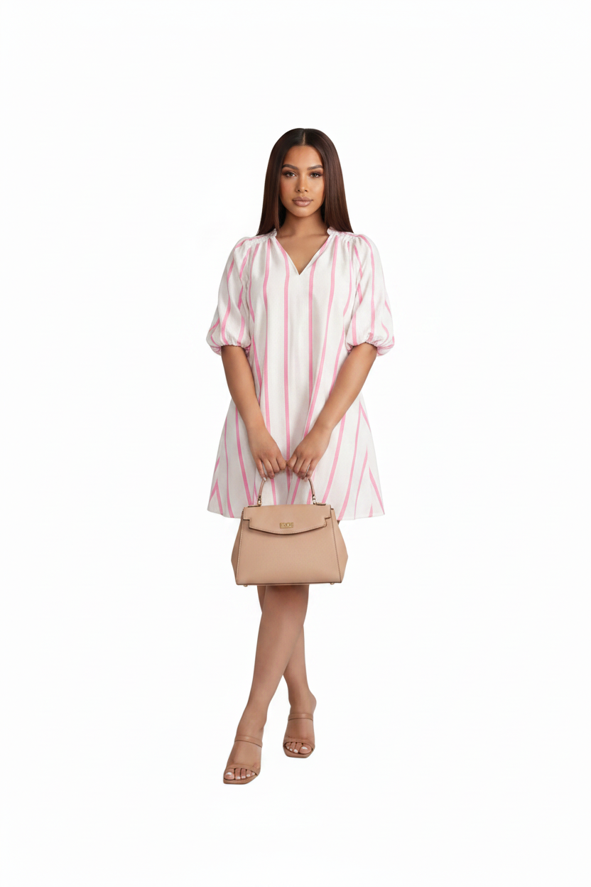 Striped Dolman Sleeve Mini Dress by Mavena Co.