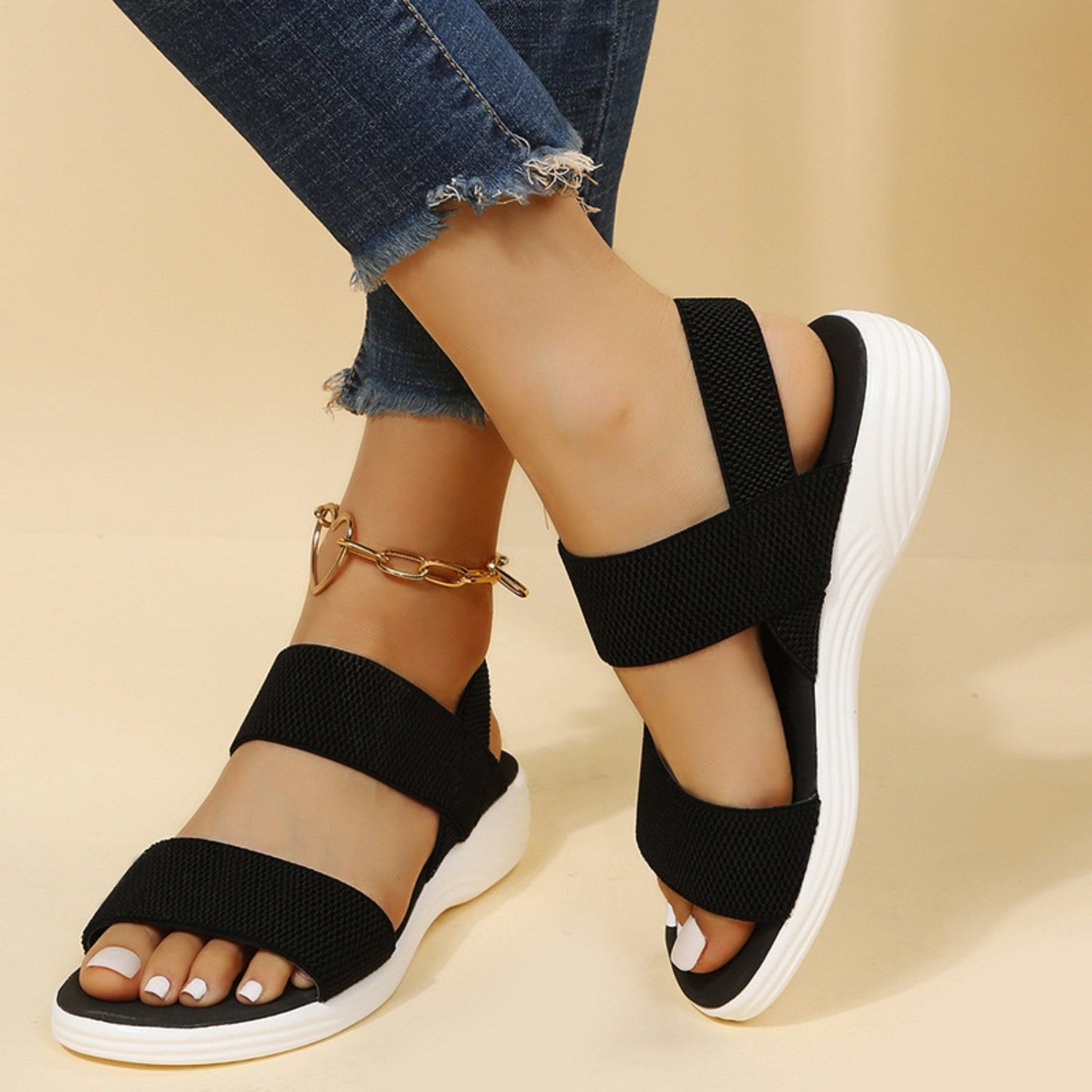 Women's Rubber Open Toe Low Heel Sandals