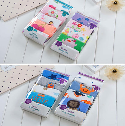 Baby Cotton Long-Sleeve Romper Onesie 5-Pack – Girl & Boy Sets, 3M–24M