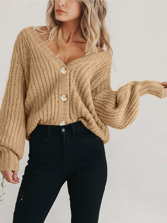 Button Up Long Sleeve Cardigan Sweater Top