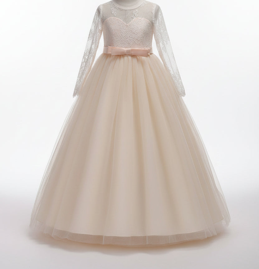 Kids Long Flower Girl Dress Dress by Baby Joy