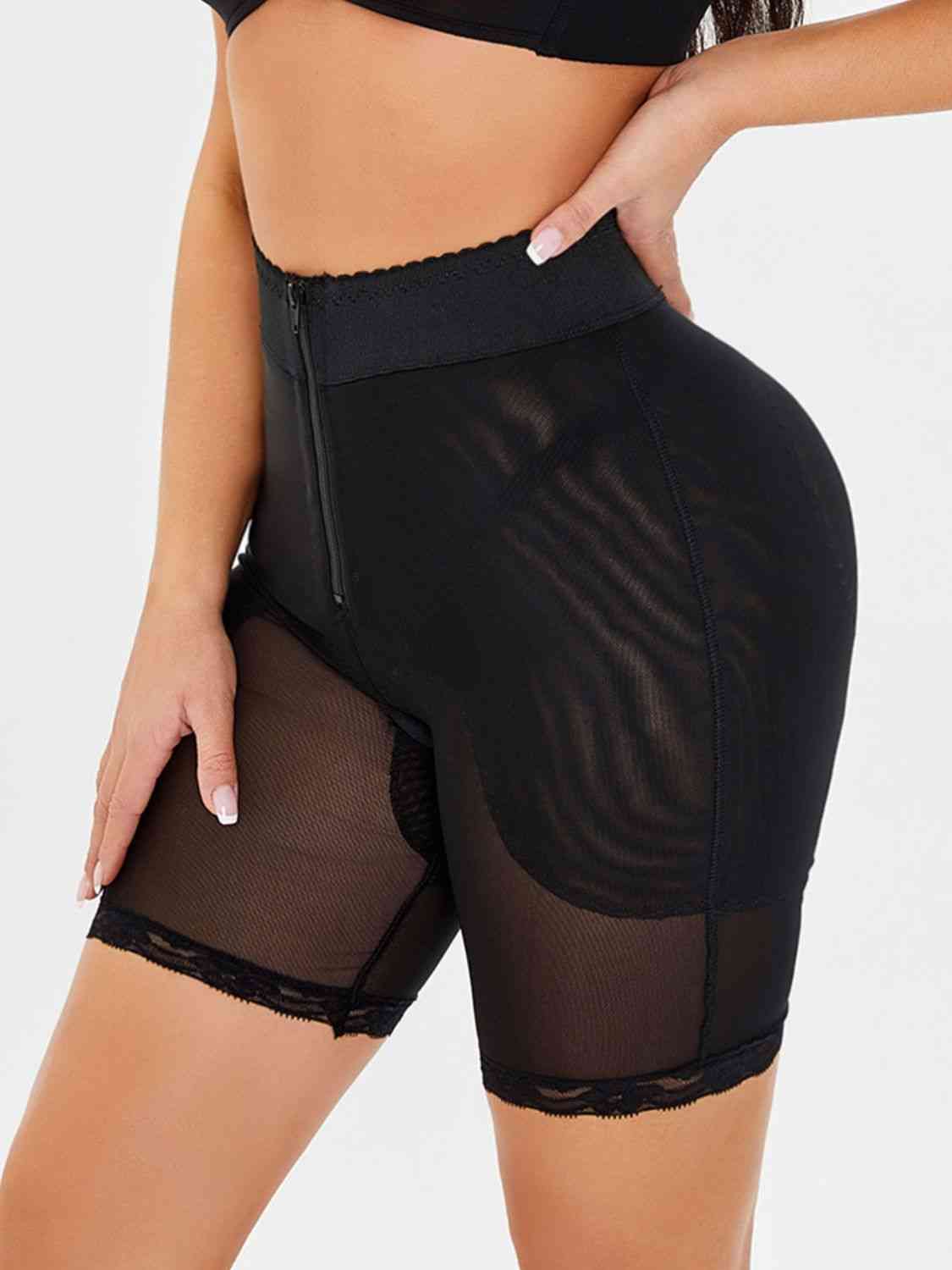 Pantalones cortos moldeadores con ribete de encaje y cintura alta para mujer