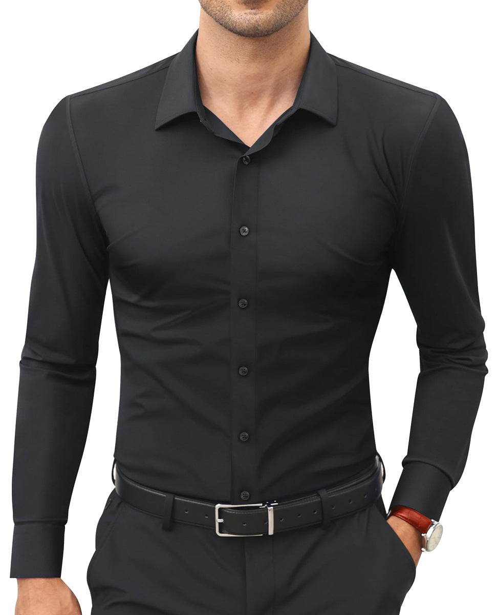 Men's Slim Fit Wrinkle-Resistant Dress Shirt – 6 Colors, Sizes S–5XL Black