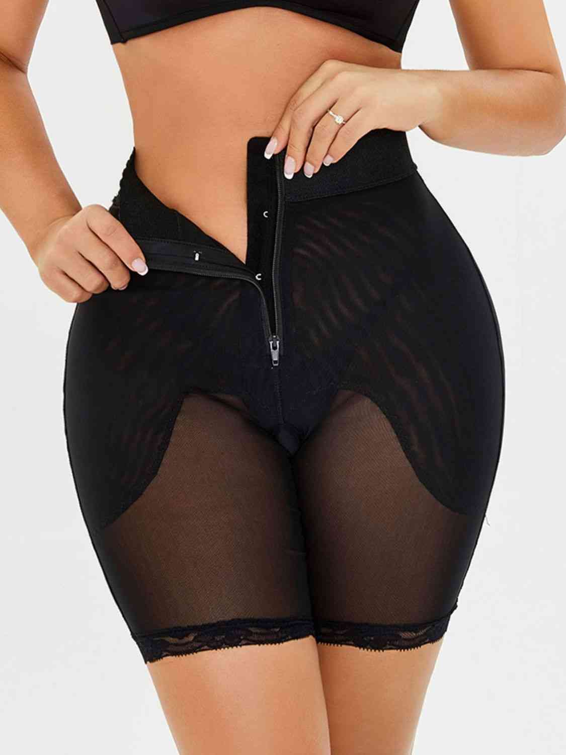 Pantalones cortos moldeadores con ribete de encaje y cintura alta para mujer