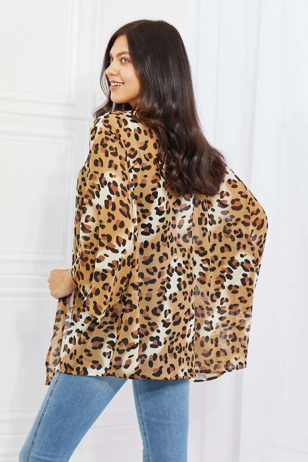 Melody - Women's Wild Muse Animal Print Kimono in Camel