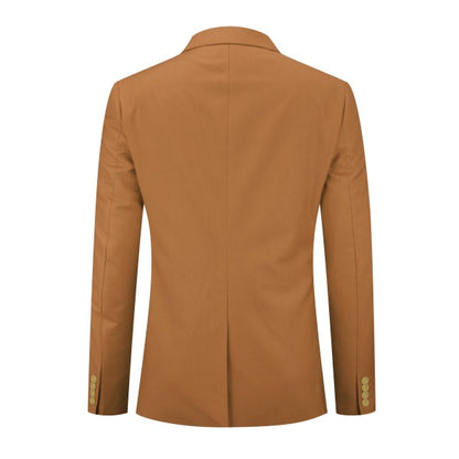 Men's Solid Color Single Vent 1-Button Blazer | Slim Fit Notched Lapel Jacket – Pink, Purple, Red & Caramel