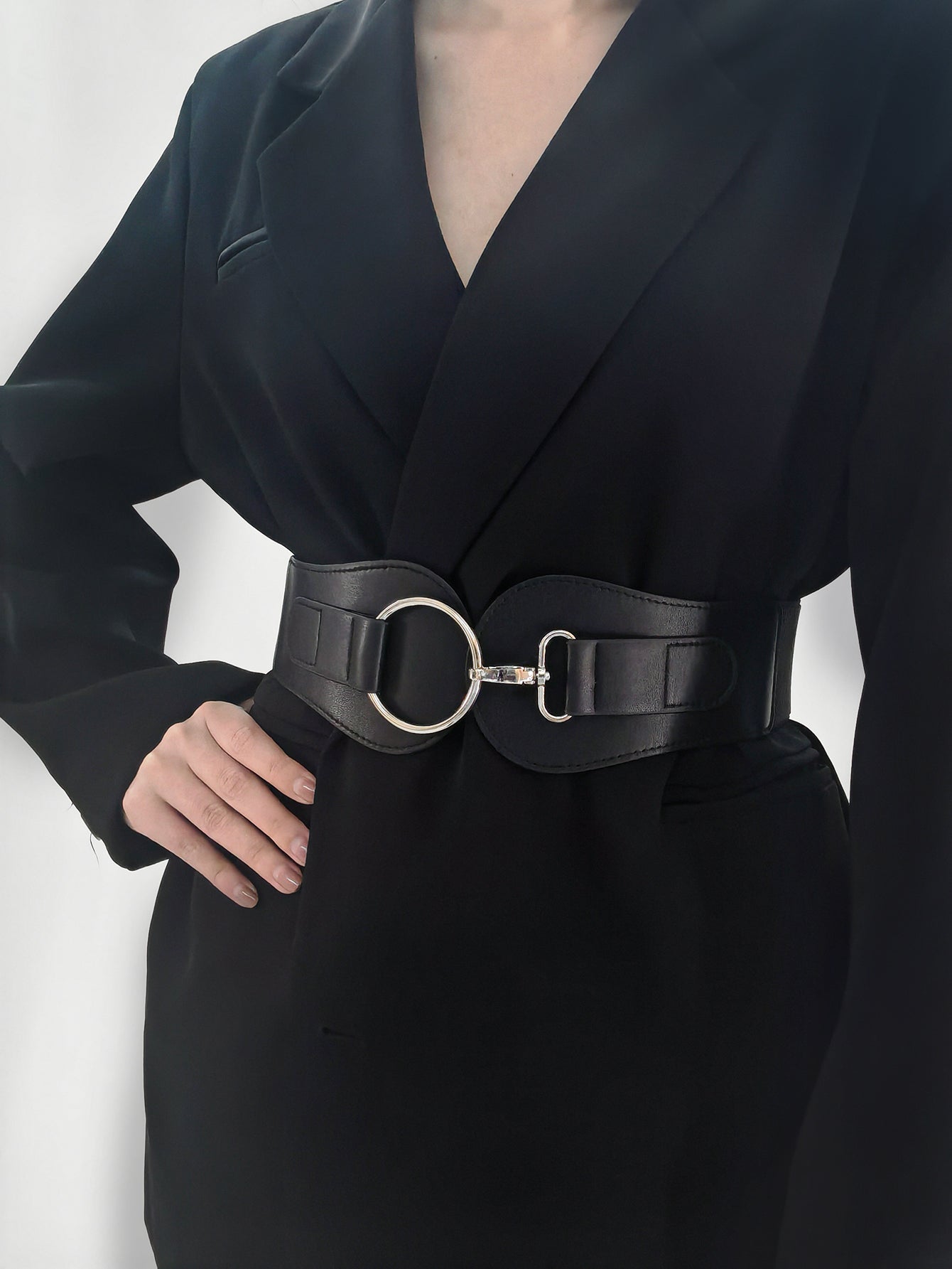 Women's PU Elastic Wide Belt