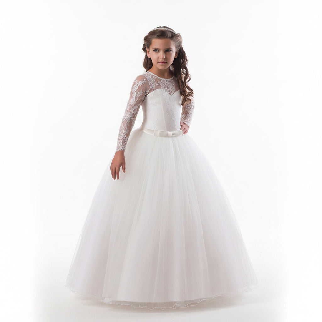 Kids Long Flower Girl Dress Dress by Baby Joy