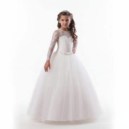 Kids Long Flower Girl Dress Dress by Baby Joy