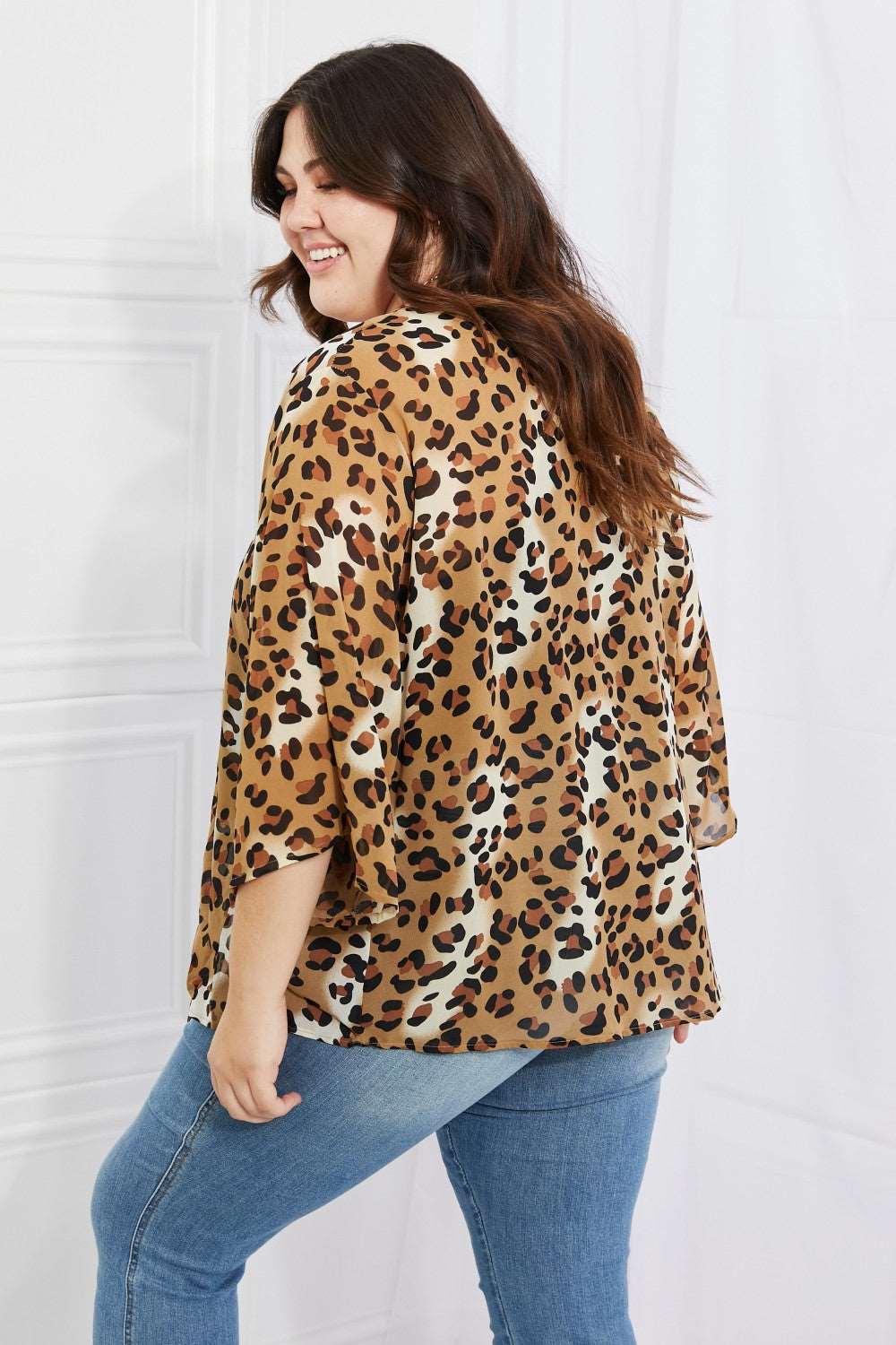 Melody Wild Muse Animal Print Women's Plus Size Kimono in Camel