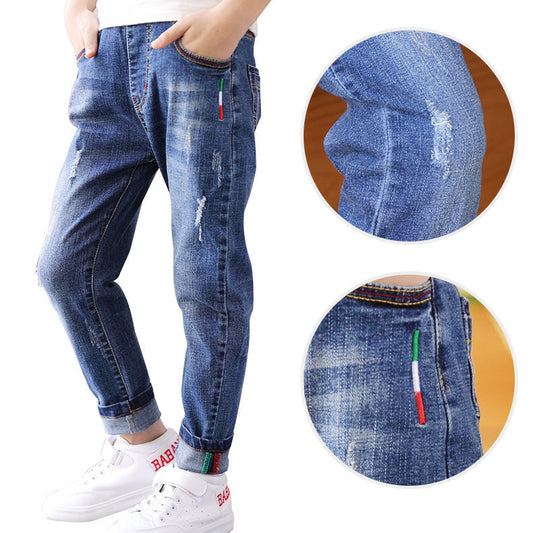 Boys' denim trousers, new style, big children's trousers, spring and autumn children's trousers by Baby Joy