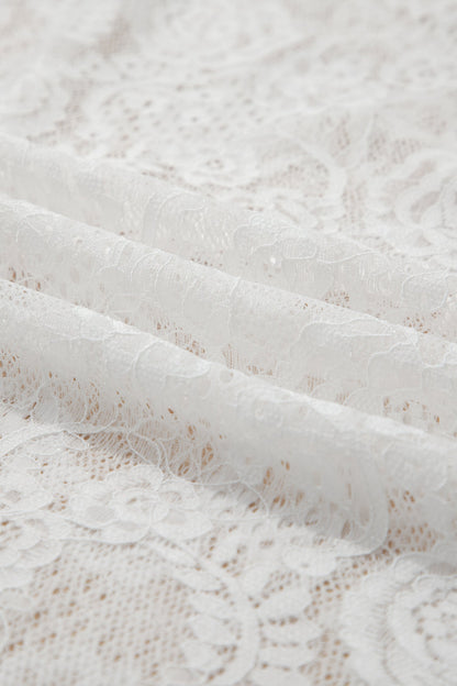 The Floral Lace Overlay Maxi Dress – Self-Tie Spaghetti Straps, White, Sizes S–XL
