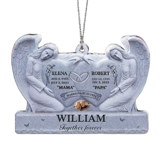 Custom Personalized Memorial Couple Acrylic Ornament - Memorial Gift Idea For Parents Loss - Upload Photo - Together Forever by CusGifts