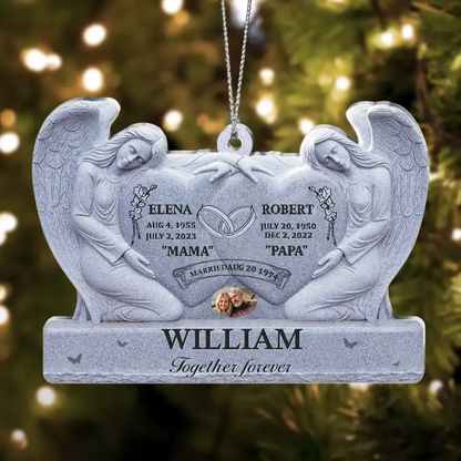 Custom Personalized Memorial Couple Acrylic Ornament - Memorial Gift Idea For Parents Loss - Upload Photo - Together Forever by CusGifts